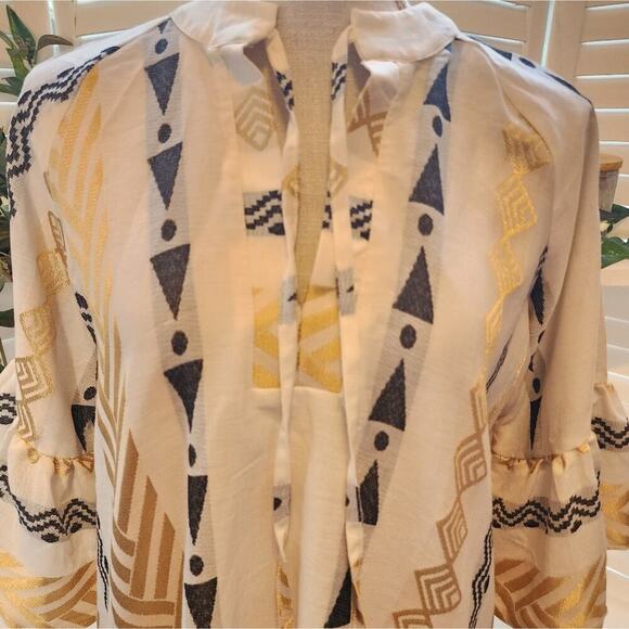 KASIA NEW GOLD / BLACK AZTEC BLOUSE SIZE SMALL RETAIL $140 OVERSIZED - Picture 4 of 6